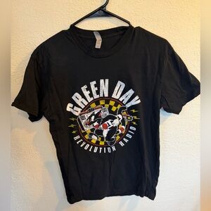 Next Level Apparel Black Green Day Graphic Tee with Yellow and White Accents